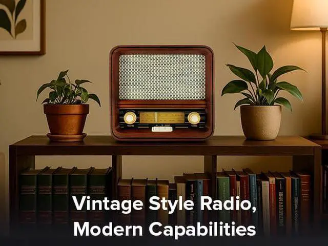 Alt view image 5 of 7 - Fuse RAD Vintage Wood Retro Radio | AM/FM Radio with Bluetooth, Wireless Charger & AUX Input | Mid Century Modern Style | Handcrafted Ashtree Wood