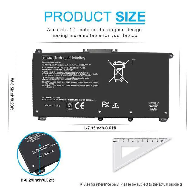 Alt view image 4 of 6 - HT03XL L11119-855 Battery for HP Pavilion 15-CS 15-DA 15-DB 15-DW 17-by 17-CA 14-CE 14-CF 14-DF 15-CS0073CL 15-CS0053CL 15-DA0014DX 15-DA0XXX L11421-2C2 L11421-422 HT03041XL HSTNN-UB7J HSTNN-DB8R