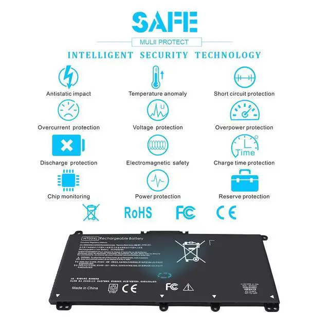 Alt view image 6 of 6 - HT03XL L11119-855 Battery for HP Pavilion 15-CS 15-DA 15-DB 15-DW 17-by 17-CA 14-CE 14-CF 14-DF 15-CS0073CL 15-CS0053CL 15-DA0014DX 15-DA0XXX L11421-2C2 L11421-422 HT03041XL HSTNN-UB7J HSTNN-DB8R
