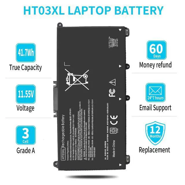 Alt view image 5 of 6 - HT03XL L11119-855 Battery for HP Pavilion 15-CS 15-DA 15-DB 15-DW 17-by 17-CA 14-CE 14-CF 14-DF 15-CS0073CL 15-CS0053CL 15-DA0014DX 15-DA0XXX L11421-2C2 L11421-422 HT03041XL HSTNN-UB7J HSTNN-DB8R