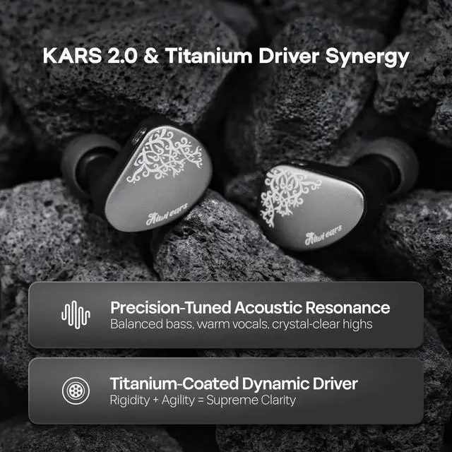 Alt view image 4 of 7 - Kiwi Ears Cadenza II in Ear Monitor, 10mm Titanium Dynamic Driver IEM Earphone with KARS 2.0 for Precise Tonal Balance - CNC Aluminum Panel with Detachable 2-Pin Cable for Musicians (Blue)