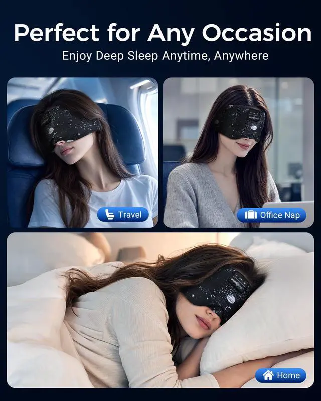 Alt view image 5 of 7 - Sleep Mask Stary Bluetooth Headphones for Sleeping Side Sleeper | Wireless Masks with Blackout Eye Cups, Soft Fabric, HD Audio, Comfortable for Side Sleepers, Travel and Relaxation
