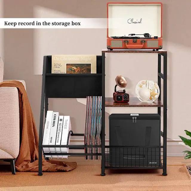 Alt view image 2 of 7 - Fireproof Vinyl Record Storage Box,Holds 30 Albums, Black | Water Resistant, Collapsible, Carrying Case with Lid, Fit 7/12 inch Albums