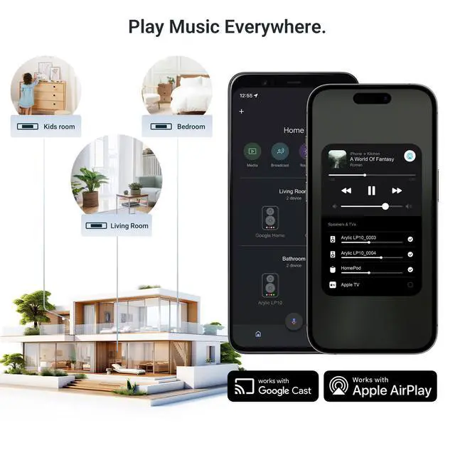 Alt view image 2 of 6 - LP10 WiFi Music Streamer for Existing Stereo Systems, AirPlay 2, Google Cast, Spotify Connect, Tidal Connect & Qobuz Connect, Wireless Audio Receiver for Amplifiers and Speakers