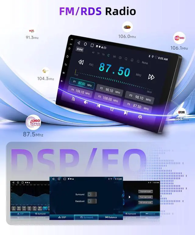 Alt view image 6 of 7 - 5Ghz WiFi Car Stereo Radio for Chrysler 300 2011-2019 with Wireless Carplay/Android Auto,AM/RDS/FM,DSP EQ,9 Inch IPS Touchscreen GPS Android 15 26UIs SWC Camera 2G+64G