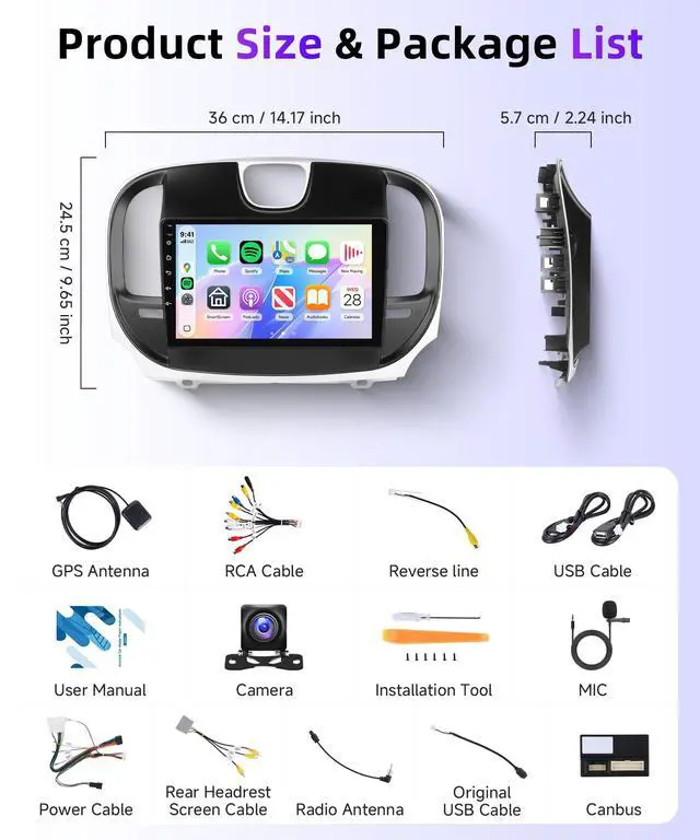 Alt view image 7 of 7 - 5Ghz WiFi Car Stereo Radio for Chrysler 300 2011-2019 with Wireless Carplay/Android Auto,AM/RDS/FM,DSP EQ,9 Inch IPS Touchscreen GPS Android 15 26UIs SWC Camera 2G+64G