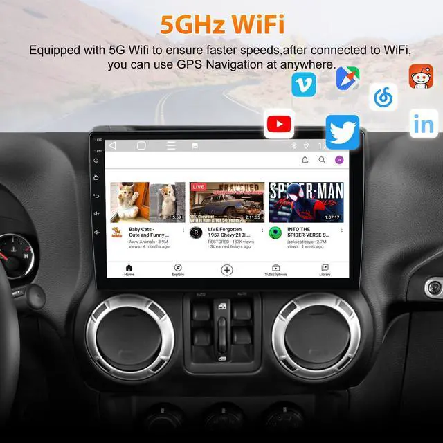 Alt view image 3 of 7 - Car Radio for Jeep Wrangler JK 2007-2018 Dodge Ram 8Core 64GB