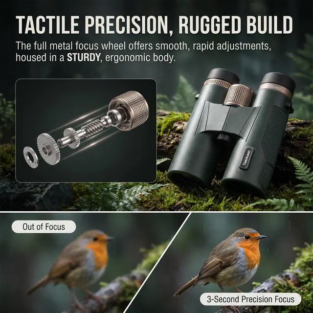 Alt view image 4 of 7 - 12x42 ED UHD Binoculars for Adults, High Power Binoculars with Phone Clip, BAK4 Prism FMC Coating, IP67 Waterproof Fogproof, Low Light Vision Bird Watching Hunting Sports Stargazing Cruise