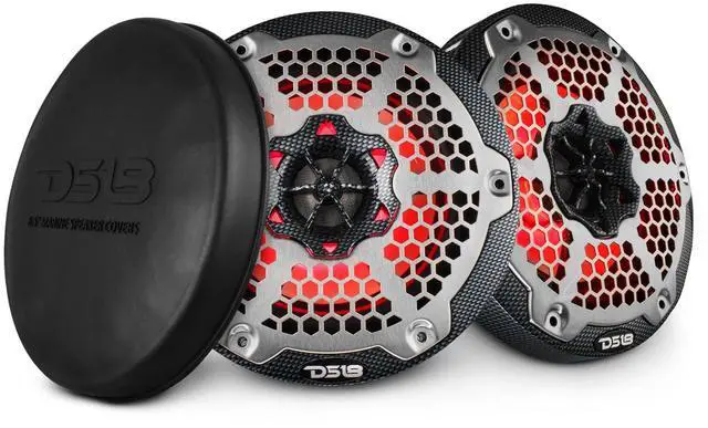Main image of CF-65M 6.5" Marine Speakers 2-Way with Integrated RGB Lights, Black Carbon Fiber, 100% UV Stable - Water Resistant Speakers, Grills Included, Pair
