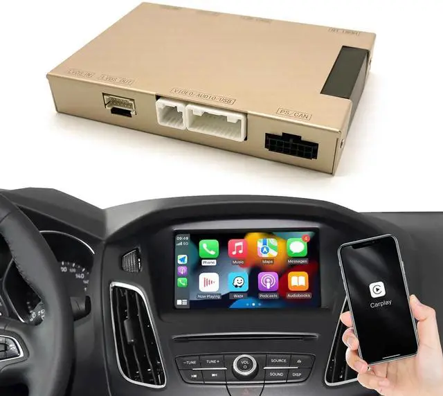 Main image of Wireless Carplay & Android Auto for Ford 2013-2015 Year with Sync2 System, Support Mirrorlink, Navigation, Siri, Camera, USB, CarPlay Retrofit Kit Decoder Yellow