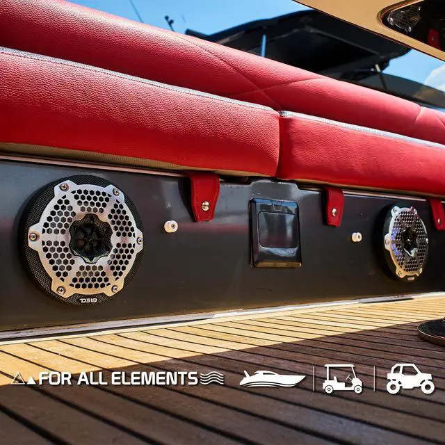 Alt view image 7 of 7 - CF-65M 6.5" Marine Speakers 2-Way with Integrated RGB Lights, Black Carbon Fiber, 100% UV Stable - Water Resistant Speakers, Grills Included, Pair