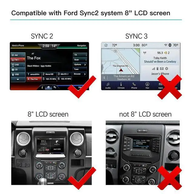 Alt view image 2 of 6 - Wireless Carplay & Android Auto for Ford 2013-2015 Year with Sync2 System, Support Mirrorlink, Navigation, Siri, Camera, USB, CarPlay Retrofit Kit Decoder Yellow