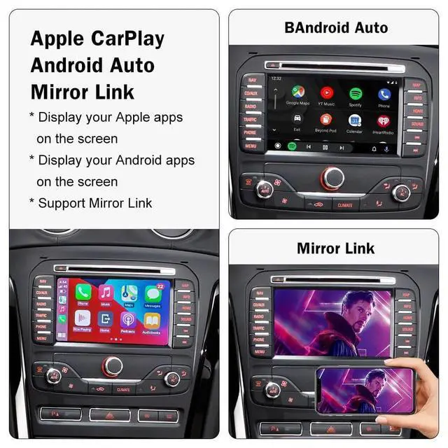 Alt view image 4 of 6 - Wireless Carplay & Android Auto for Ford 2013-2015 Year with Sync2 System, Support Mirrorlink, Navigation, Siri, Camera, USB, CarPlay Retrofit Kit Decoder Yellow