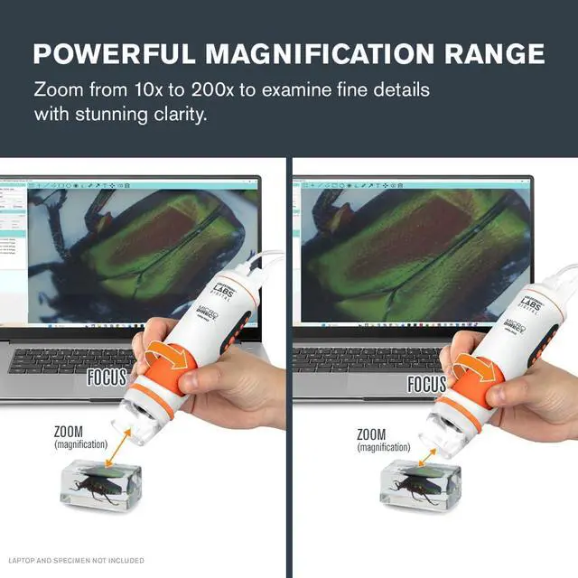 Alt view image 5 of 7 - Labs Digital MicroDirect Microscope 1080p HDMI & USB-C Output | Up to 220x Magnification, Capture Photos & Video, Adjustable LED Illumination, Ideal for Inspection, Plug-and-Play Operation