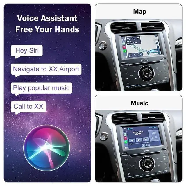Alt view image 5 of 6 - Wireless Carplay & Android Auto for Ford 2013-2015 Year with Sync2 System, Support Mirrorlink, Navigation, Siri, Camera, USB, CarPlay Retrofit Kit Decoder Yellow
