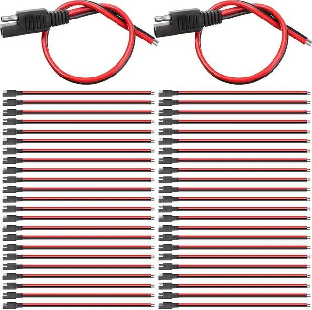 Main image of 8 Pack 14 Awg 2 Pin SAE Quick Connectors Extension Cable, 1FT 12V Connectors Disconnect Wire Harness with Single Plug for Motorcycle, Car, Solar Panel, Battery Charger and Automotive Use