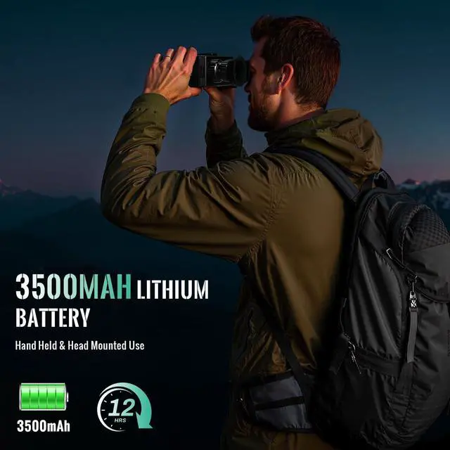 Alt view image 2 of 7 - Helmet Mounted 4K Night Vision Goggles with 8X Zoom & Manual Focus -HD Infrared Binoculars for Hunting Camping Surveillance, 64GB SD Card Included, USB-C Rechargeable (12 Hour Battery Life)