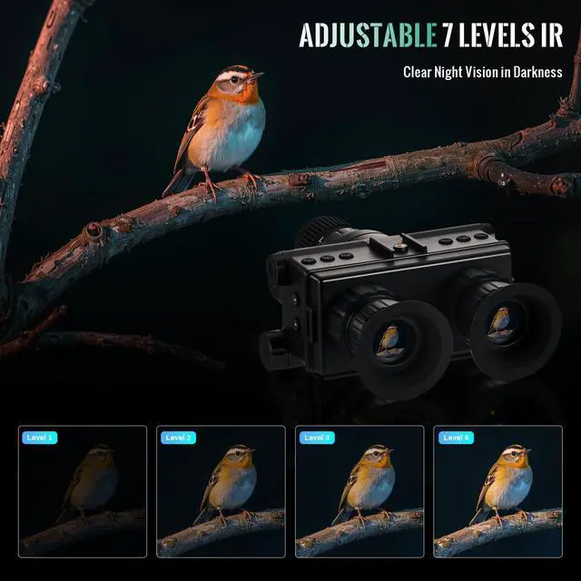Alt view image 4 of 7 - Helmet Mounted 4K Night Vision Goggles with 8X Zoom & Manual Focus -HD Infrared Binoculars for Hunting Camping Surveillance, 64GB SD Card Included, USB-C Rechargeable (12 Hour Battery Life)