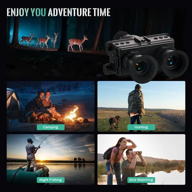 Alt view image 7 of 7 - Helmet Mounted 4K Night Vision Goggles with 8X Zoom & Manual Focus -HD Infrared Binoculars for Hunting Camping Surveillance, 64GB SD Card Included, USB-C Rechargeable (12 Hour Battery Life)