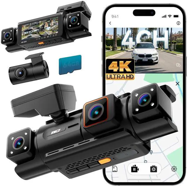 Main image of N7 PRO 4K STARVIS 4-Channel Dash Cam 360° View, 8-IR Night Vision | Free 64GB Card, 4K 2160P Recording with Faster WiFi 6, GPS, 3.18" IPS, 24/7 Parking Mode, Front, Rear & Dual Inside Cams