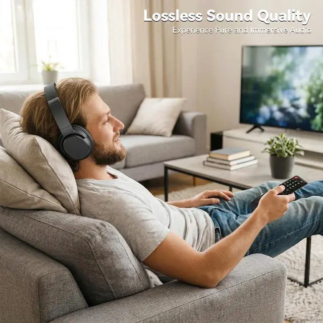 Alt view image 2 of 7 - Wireless Headphones for TV, TV Headphones Wireless for Seniors with Transmitting Charging Dock, 65H Battery, Ultra-Low Latency Audio, Fit Father's Day Thanksgiving Birthday Gift for Parents