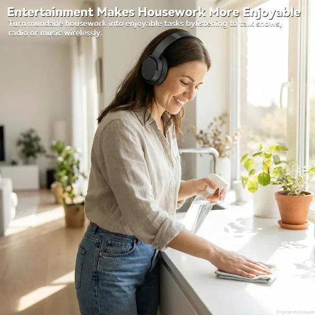 Alt view image 4 of 7 - Wireless Headphones for TV, TV Headphones Wireless for Seniors with Transmitting Charging Dock, 65H Battery, Ultra-Low Latency Audio, Fit Father's Day Thanksgiving Birthday Gift for Parents