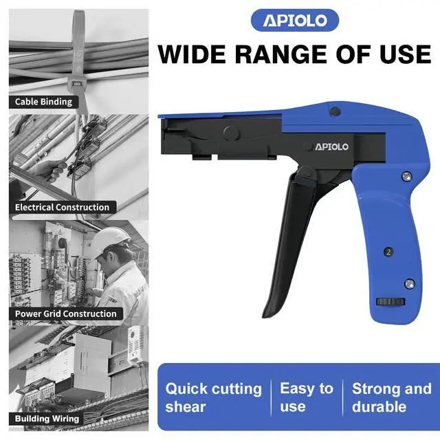 Alt view image 5 of 6 - Cable Tie Gun, Ergonomic Hand Operated Fastening Zip Tie Gun, Adjustable Tension to Fasten, Cutting with 1-3 Tension Setting, Blue, 6.29 Inches Length Fastening Cable Tie Tool
