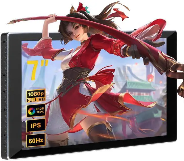 Main image of 7 inch Portable Monitor 1080P FHD 60Hz Mini Pocket Touchscreen Display USB C HDMI Ultra Thin Lightweight IPS Second Screen Gaming for Raspberry Pi 5/4 PC/Laptop/PS5/XBOX/Switch