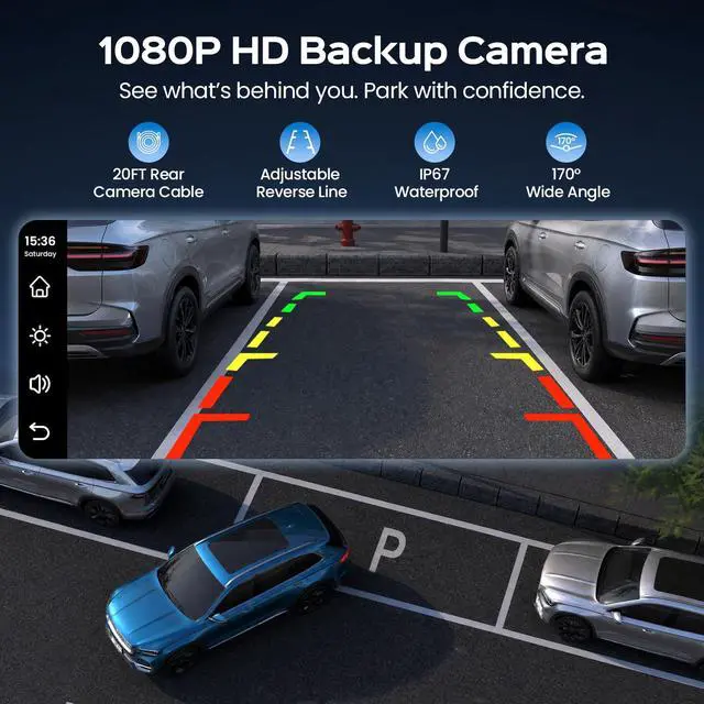 Alt view image 3 of 7 - 8.9" Portable CarPlay Screen for Car with Magnetic Mount | Wireless Apple CarPlay & Android Auto/ Waterproof 1080P Backup Camera/ GPS Navigation/ Plug & Play/ Voice Control/Mirror Link