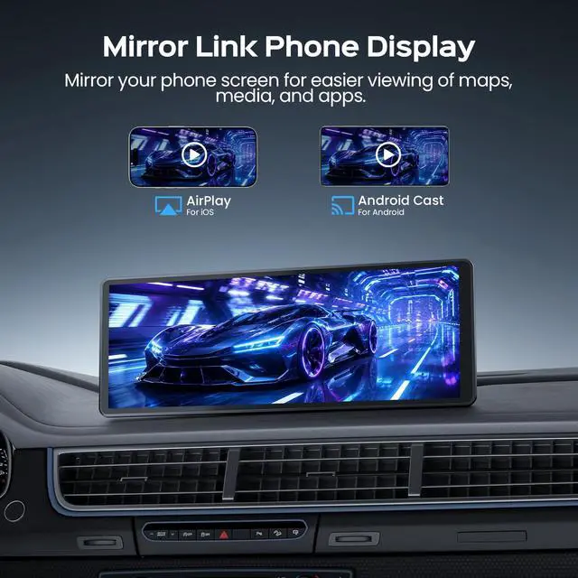 Alt view image 6 of 7 - 8.9" Portable CarPlay Screen for Car with Magnetic Mount | Wireless Apple CarPlay & Android Auto/ Waterproof 1080P Backup Camera/ GPS Navigation/ Plug & Play/ Voice Control/Mirror Link