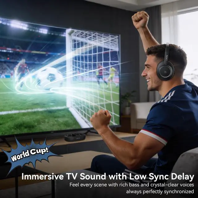 Alt view image 3 of 7 - Wireless Headphones for TV, TV Headphones Wireless for Seniors with Transmitter Charging Base, Bluetooth 5.2, Low Latency, Easy Plug & Play Setup, Assistive Hearing, Ideal for Elderly Seniors