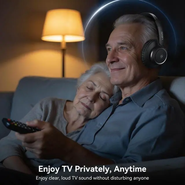 Alt view image 2 of 7 - Wireless Headphones for TV, TV Headphones Wireless for Seniors with Transmitter Charging Base, Bluetooth 5.2, Low Latency, Easy Plug & Play Setup, Assistive Hearing, Ideal for Elderly Seniors