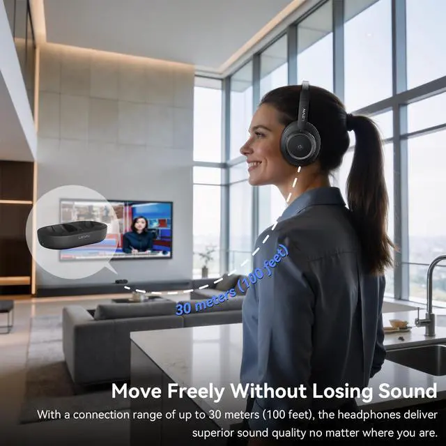 Alt view image 5 of 7 - Wireless Headphones for TV, TV Headphones Wireless for Seniors with Transmitter Charging Base, Bluetooth 5.2, Low Latency, Easy Plug & Play Setup, Assistive Hearing, Ideal for Elderly Seniors
