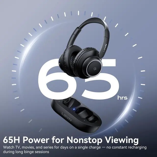 Alt view image 6 of 7 - Wireless Headphones for TV, TV Headphones Wireless for Seniors with Transmitter Charging Base, Bluetooth 5.2, Low Latency, Easy Plug & Play Setup, Assistive Hearing, Ideal for Elderly Seniors