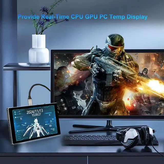 Alt view image 7 of 7 - 7 inch Portable Monitor 1080P FHD 60Hz Mini Pocket Touchscreen Display USB C HDMI Ultra Thin Lightweight IPS Second Screen Gaming for Raspberry Pi 5/4 PC/Laptop/PS5/XBOX/Switch