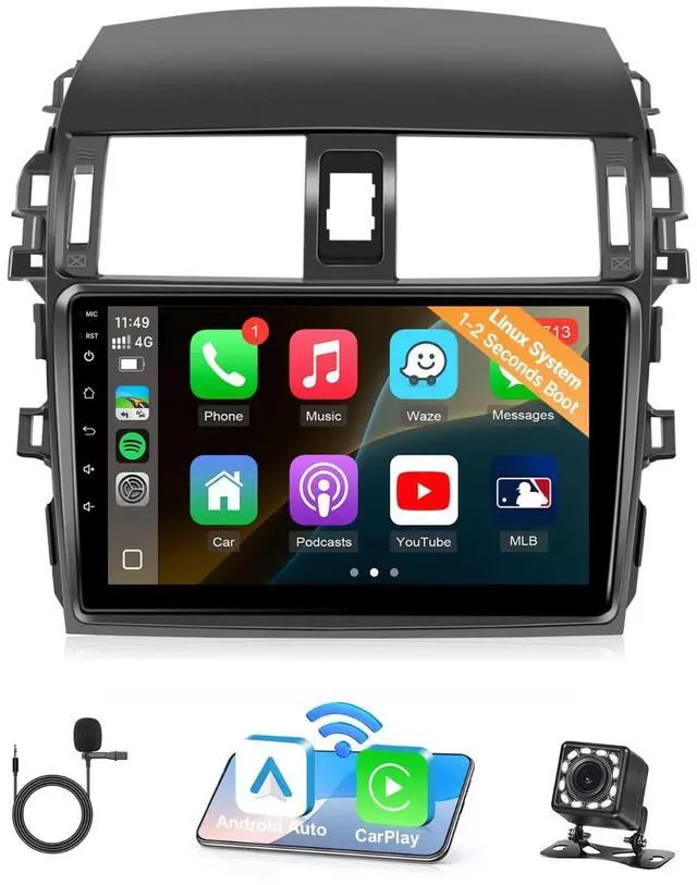 Main image of Double Din Linux Car Stereo for Toyota Corolla 2009-2013(No J.B.L) | Fast Boot 9" Touch Screen for Corolla Radio with Wireless Carplay Android Auto Mirror Link, Backup Camera SWC Bluetooth FM