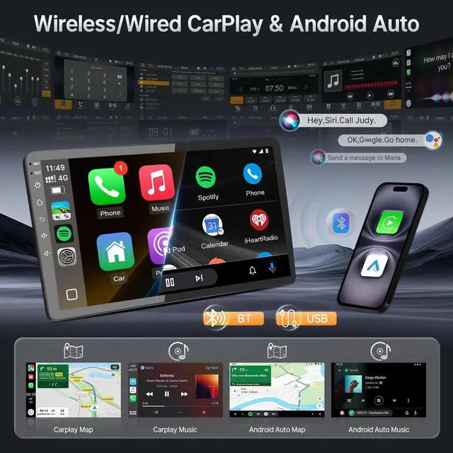 Alt view image 2 of 7 - Double Din Linux Car Stereo for Toyota Corolla 2009-2013(No J.B.L) | Fast Boot 9" Touch Screen for Corolla Radio with Wireless Carplay Android Auto Mirror Link, Backup Camera SWC Bluetooth FM