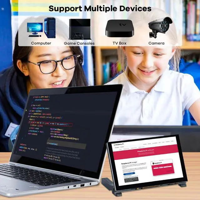 Alt view image 5 of 7 - 5 inches Touchscreen IPS LCD Display Panel 1024×600 HDMI Capacitive Screen for Raspberry Pi5/Pi4/Pi3/ZERO 2W, BB Black, Windows