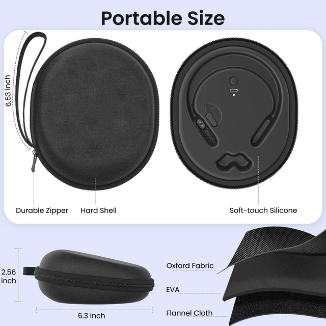 Alt view image 5 of 7 - Charging Case Compatible with Shokz Headphones, 3 in 1 Wireless Fast Charging Station Built in 2000mAh, Magnetic Charger Stand Dock Cord Charging Cable for Aftershokz Aeropex AS800/S803