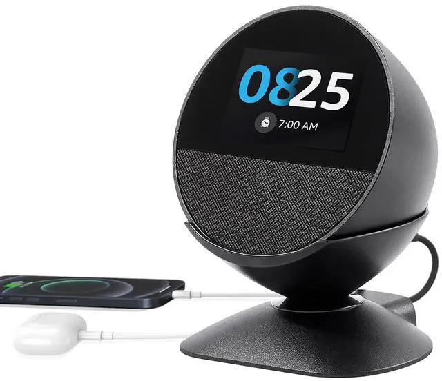 Main image of Adjustable Stand for Echo Spot (2024 Release) and Homepod Mini with USB-C and USB-A Charging Ports, 280 Degree Rotating Base and Anti-Slip Silicone Pad for Smartphones & More