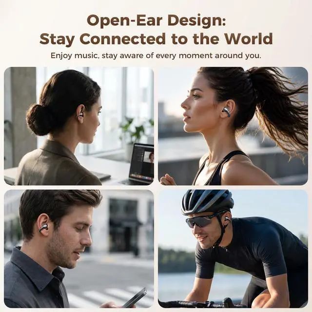 Alt view image 7 of 7 - Open Ear Clip-On Earbuds with Air Cushion & Digital LED Display | Earbuds Wireless Bluetooth 6.0, 42H Playtime Clip On Headphones, IPX5 Sweatproof Clip On Earbuds for Running Cycling Workout