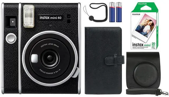 Main image of Instax Mini 40 Instant Film Camera Black + 20 Instax Instant Film Prints Bundle