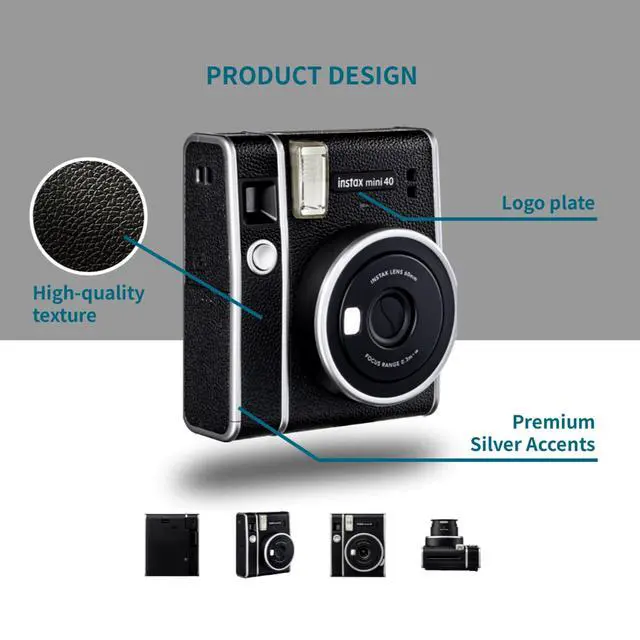 Alt view image 3 of 7 - Instax Mini 40 Instant Film Camera Black + 20 Instax Instant Film Prints Bundle