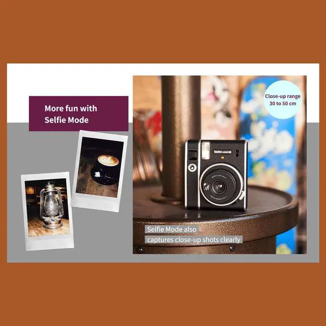 Alt view image 4 of 7 - Instax Mini 40 Instant Film Camera Black + 20 Instax Instant Film Prints Bundle