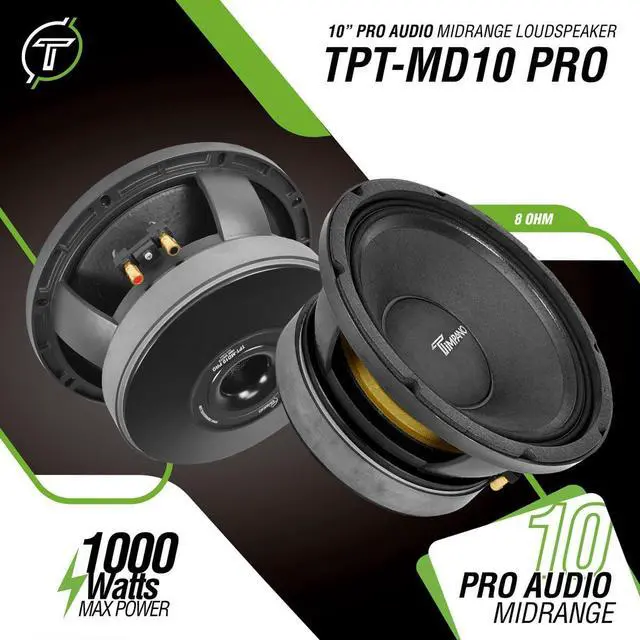 Alt view image 2 of 6 - TPT-MD10 PRO 10" Midrange Speaker, 1000 Watts, 8 Ohm Loudspeaker 10 Inch Mid Range for Pro Car Audio (Single)