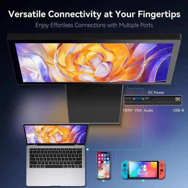 Alt view image 5 of 6 - Touch Screen Monitor 21.5 Inch FHD 1920x1080P Industrial PC Display, HDMI VGA Touchscreen Computer Monitor for Laptop PS4 Xbox, 75Hz Desktop Touch Display, Black