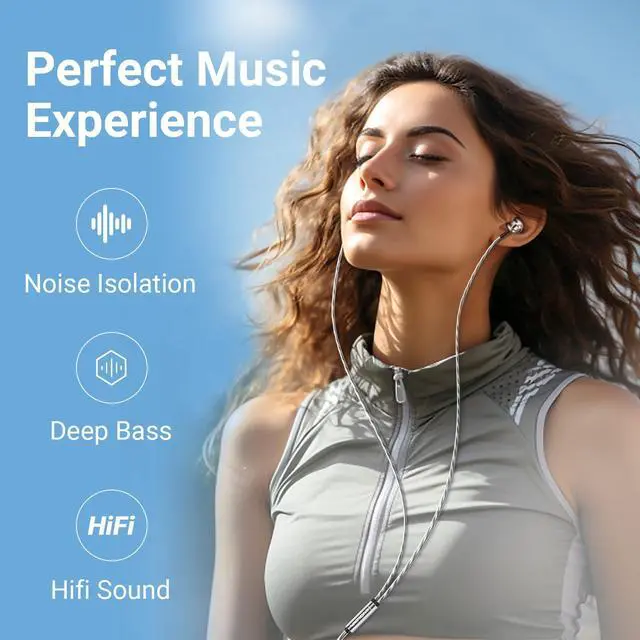 Alt view image 4 of 7 - Wired Earbuds, in-Ear Headphones Wired with Pure Bass Sound, Noise Isolating 3.5mm Headphones Earbuds Cord, Lightweight Cord Earphones for Samsung,iPhone, Laptop,Tablet, MP3 and Other 3.5mm Devices