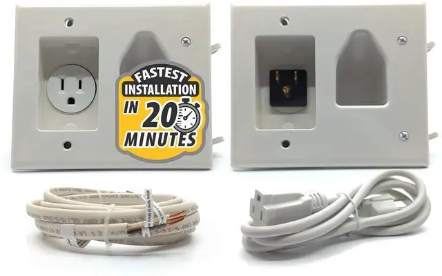 Main image of DataComm Electronics Recessed Pro-Power Kit with Straight Blade Inlet & Romex Wire, in-Wall Cable Management for Power & Low-Voltage Cables, DIY-Friendly Cord Hider for Wall-Mounted TV, 1 Receptacle