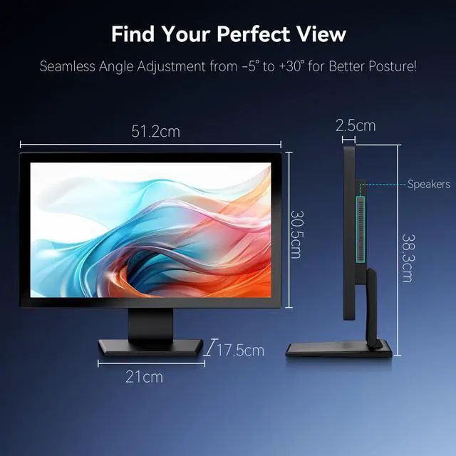 Alt view image 6 of 6 - Touch Screen Monitor 21.5 Inch FHD 1920x1080P Industrial PC Display, HDMI VGA Touchscreen Computer Monitor for Laptop PS4 Xbox, 75Hz Desktop Touch Display, Black