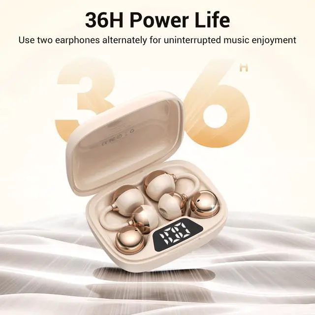 Alt view image 3 of 7 - 2-in-1 Wireless Earbuds Set, Open-Ear Clip & Mini Sleep Headphones, 36H Battery, Bass Sound, Ultra Comfortable, IPX5 Waterproof, Stylish for Work/Sport/Sleep